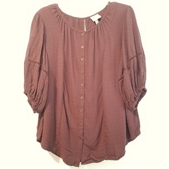 Knox Rose Tops - XXL Knox Rose Button Front 3/4 Sleeve Top